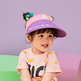 柠檬宝宝 卡通宽檐空顶帽儿童户外出防晒可调太阳帽 优雅紫小兔