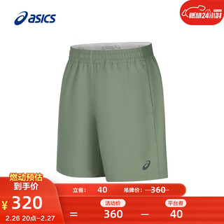 ASICS 亚瑟士 运动短裤男子舒适透气反光夜跑运动裤 2011D071-001 军绿色 XL