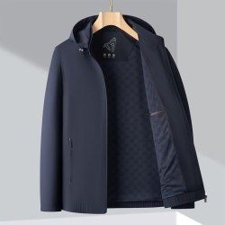 老人头laorentou夹克外套男士高端中老年爸爸装可拆卸帽春秋季男装