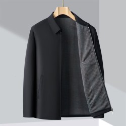 老人头laorentou中年男士爸爸外套春秋季薄款翻领夹克中老年人春装