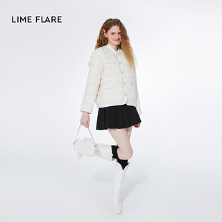 LIME FLARE莱茵福莱尔白鸭绒小香风羽绒服轻薄保暖宽松短款外套 本白色 L