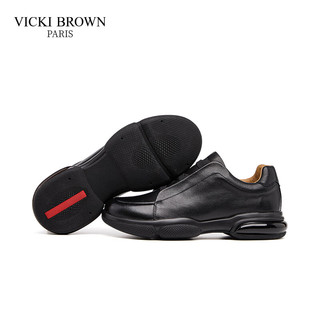 VICKI BROWN【VB男鞋】法国未毕时尚男士皮鞋商务百搭休闲鞋舒适轻质鞋子男 黑色 40 （欧码）