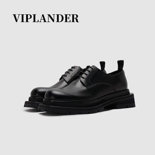 viplander解构男鞋真皮潮流鞋拼接底大头皮鞋男德比鞋128801-B 饮奶牛款 42