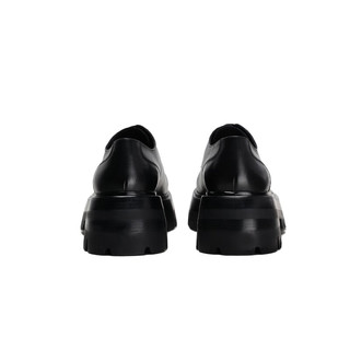 viplander2023年新款圆头厚底增高齿轮鞋休闲皮鞋男德比鞋142701 黑色 44