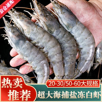 沃派超大海捕大虾 鲜活冷冻白虾 厄瓜多尔盐冻大虾对虾 1.65kg 盒装 50/60规格 13-14cm