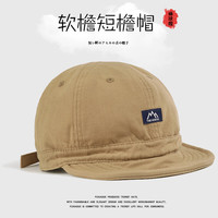 拂晓阁（fuxiaoge）美式短檐帽男女软顶复古日系工装大码大头围显脸小软檐短舌棒球帽 卡其色软檐小山短檐帽 可调节(56-60厘米)