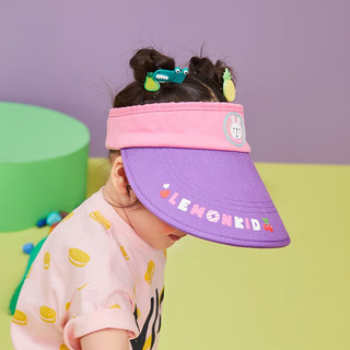 柠檬宝宝 卡通宽檐空顶帽儿童户外出防晒可调太阳帽 优雅紫小兔