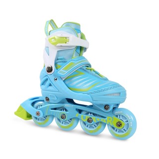 美洲狮（COUGAR）轮滑鞋儿童闪光溜冰鞋男女滑冰旱冰鞋女轮滑鞋男童 蓝色全闪套装 S(可调26-30码)