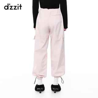 DZZIT 地素春季工装风口袋装饰束脚抽绳设计休闲裤女 粉红色 XS