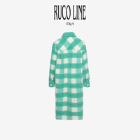 RUCOLINE Ruco Line如卡莱绿格纹中长款毛呢大衣外套女商场同款