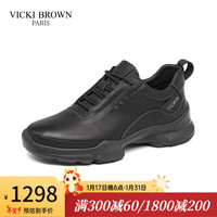 VICKI BROWN【VB男鞋】法国未毕秋冬男士商务休闲鞋舒适简约皮鞋时尚通勤鞋子 黑色 38（欧码） 38 （欧码）