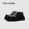 viplander圆头厚底增高齿轮鞋休闲皮鞋男德比鞋142701 黑色 37