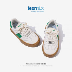 TEENMIX 天美意 儿童滑板鞋新款男宝德训鞋潮 绿色 34码
