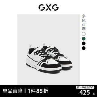 GXG男鞋板鞋男潮流运动板鞋休闲鞋板鞋厚底男休闲鞋 白色/黑色 38