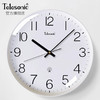 天王星（Telesonic）挂钟客厅钟表2023家用自动对时电波钟万年历温度时钟表挂墙 白色直径30CM（12英寸）