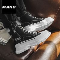 Mano 男鞋2024男士春季小众设计高帮帆布鞋男款休闲厚底增高松糕鞋