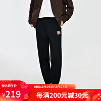 卡帕（Kappa）运动裤女黑色长裤简约加绒休闲裤收口小脚卫裤 黑色-990 M