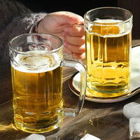 LOVWISH 乐唯诗 NERVISHI）带把玻璃杯耐热泡茶杯 家用啤酒杯子 大号啤酒杯 330ml 2只