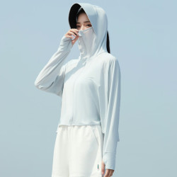 2024夏季新款防晒衣女upf50防紫外线遮阳外套户外凉感薄款防晒服浅灰