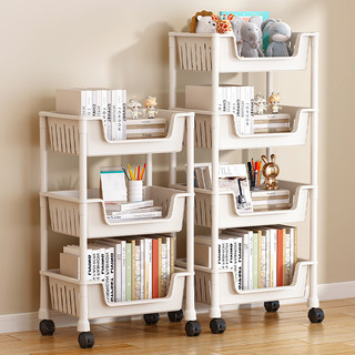 书架置物架落地家用简易多层带轮儿童玩具收纳移动小推车书柜桌面