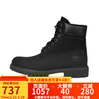 Timberland 高帮男鞋舒缓疲劳鞋靴10073W宽版 黑色BLACK NUBUCK 7.5