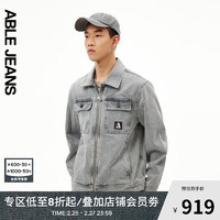 ABLE JEANS 24春摩登水洗复古翻领舒适牛仔越野夹克外套男士 烟灰 XL