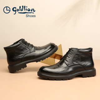 金利来（goldlion）男靴正装棉靴商务厚底靴子加绒保暖牛皮鞋G580340323AAR黑色41
