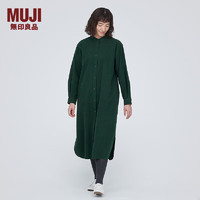 无印良品 MUJI 女式 法兰绒 立领连衣裙  外套 秋冬穿搭BC2F9C3A 深绿色 XL 165/92A