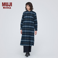 无印良品 MUJI 女式 法兰绒 立领连衣裙  外套 秋冬穿搭BC2F9C3A 藏青色格纹 XL 165/92A