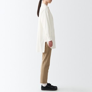 无印良品（MUJI）  女式 法兰绒 中长衬衫 BCJ16C1A 长袖休闲百搭衬衫 米白色 S-M