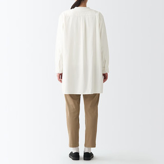 无印良品（MUJI）  女式 法兰绒 中长衬衫 BCJ16C1A 长袖休闲百搭衬衫 米白色 L-XL