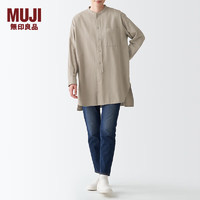 无印良品（MUJI）  女式 法兰绒 中长衬衫 BCJ16C1A 长袖休闲百搭衬衫 米色 L-XL