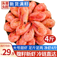 朵芙【头籽北极虾】4斤北极甜虾 熟冻冰虾冻虾元宝虾腹籽甜虾生鲜虾类 精选黄腹籽【净重4斤】