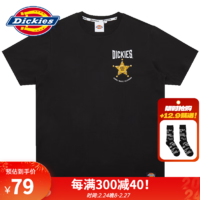 dickies短袖 字母绣花印花短袖T恤男士春夏全棉圆领上衣9432 黑色 XL