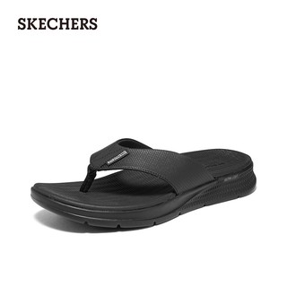 斯凯奇（Skechers）休闲拖鞋男年简约百搭舒适软底减震轻便人字拖229035 全黑色/BBK 39.5
