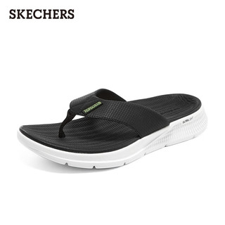 斯凯奇（Skechers）休闲拖鞋男年简约百搭舒适软底减震轻便人字拖229035 黑色/BLK 43.5