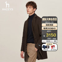 哈吉斯（HAZZYS）男装秋冬外套手工羊毛复古轻奢毛呢大衣ABSZH02DH11 卡其色KK 190/108A 54