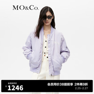 MO&Co.2023冬小鹿斑比联名系列棒球服夹克外套美式MBC4JKTT05 流云紫色 M/165