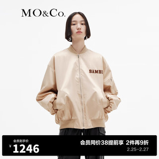 MO&Co.2023冬小鹿斑比联名系列棒球服夹克外套美式MBC4JKTT05 驼杏色 L/170