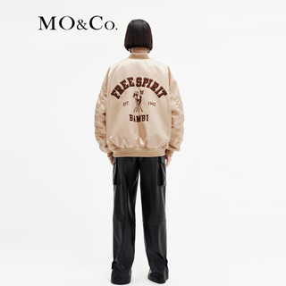 MO&Co.2023冬小鹿斑比联名系列棒球服夹克外套美式MBC4JKTT05 驼杏色 M/165