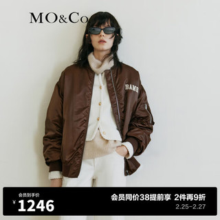 MO&Co.2023冬小鹿斑比联名系列棒球服夹克外套美式MBC4JKTT05 咖啡色 XS/155