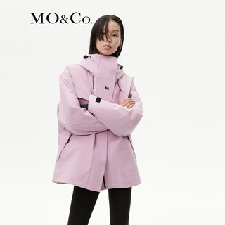 MO&Co.2023冬【防水透湿】可拆内胆连帽鸭绒羽绒服MBC4EIN020 灰粉色 L/170