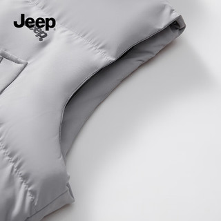 Jeep吉普马甲男冬时尚百搭无袖棉背心印花logo立领外套 中灰色 XL（165-180斤）