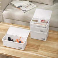 SANADA SEIKO 日本桌面杂物收纳盒日常化妆品线团小零件带盖塑料整理盒