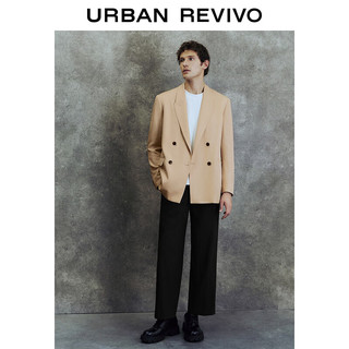 URBAN REVIVO UR2024春夏男装静奢气质风双排扣超宽松西装外套UMF140011 卡其 S(XS-S)