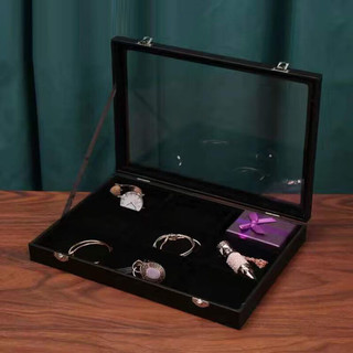 柯力优高档珠宝首饰收纳盒透明耳钉耳环戒指手饰品盒项链手镯分格整理盒