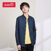 Baleno 班尼路 春秋款领衬衫小领外穿男帅气棉质长袖青年休闲刺绣商务衬衣