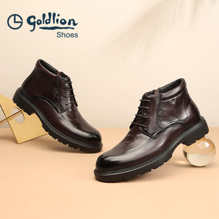 金利来（goldlion）男靴正装棉靴商务厚底靴子加绒保暖牛皮鞋G580340323CCR棕色39