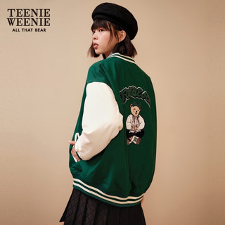 Teenie Weenie小熊时尚棒球服黑色薄款学院风宽松外套女装 绿色 160/S