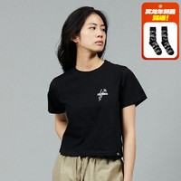 dickies24春夏 女式胸前小印花短款休闲圆领短袖T恤DK013069 沥青黑 M